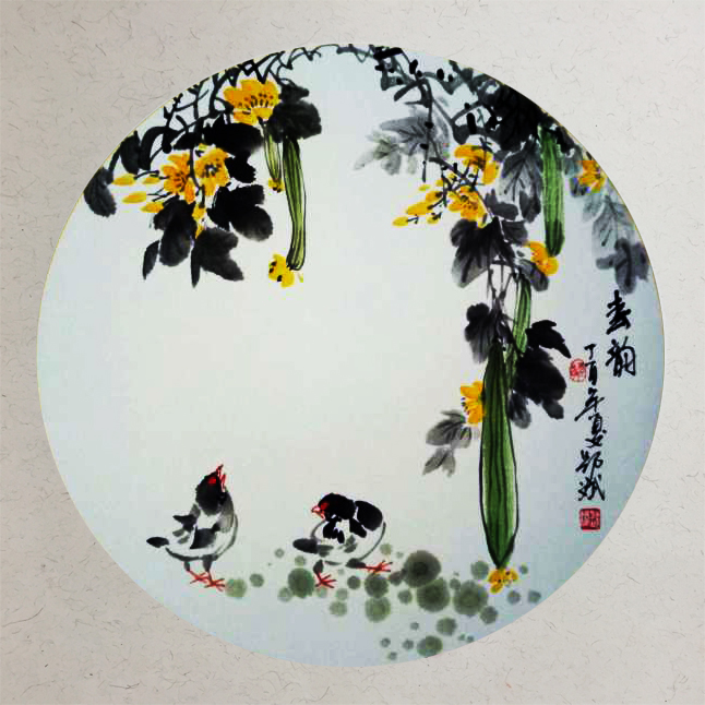 春韻 圓形扇面 丁酉年夏